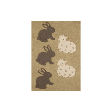 CFA-404 Zajace a ovce filc 5ks 5x4cm