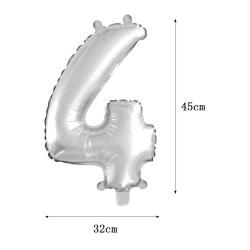 PF-20256  Číslo 4 strieborný balón 42cm